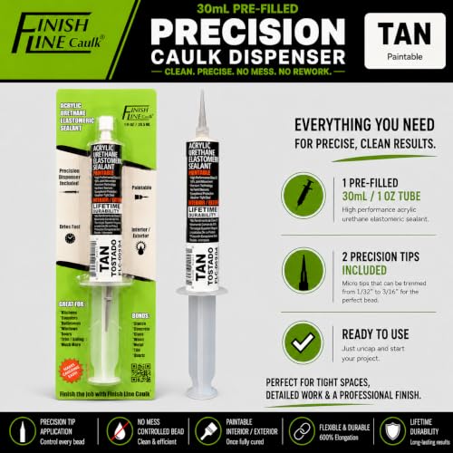30mL Pre-Filled Precision Caulk Applicator Tan, 1-Pack - color: Tan