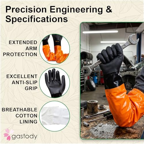 Gastody™ - Chemical Resistant Gloves, Reusable,Heavy Duty Safety Work Gloves,Resist Acid,Oil,Alkali - S-M-L-XL-XXL Size - size: Medium, style: Extra-long 27.5"