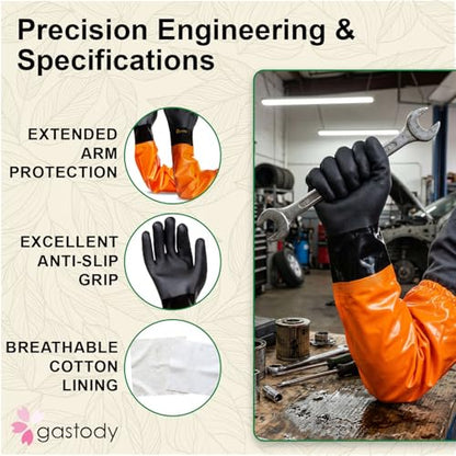 Gastody™ - Chemical Resistant Gloves, Reusable,Heavy Duty Safety Work Gloves,Resist Acid,Oil,Alkali - S-M-L-XL-XXL Size - size: Medium, style: Extra-long 27.5"