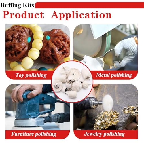 Tnisesm 15Pcs Buffing Wheel Kits,Polishing Wheels Buffing Pads for Drill for Metal Aluminum,Stainless Steel, Chrome, Jewelry, Wood, Plastic, Ceramic, Glass,etc - color: white-15PCS