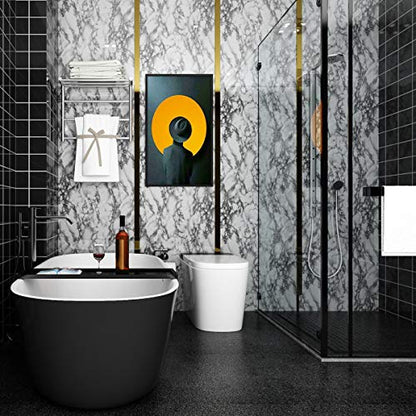 LACHEERY White and Grey Marble Contact Paper for Countertops Waterproof 15.8"x276" White/Gray Glossy Marble Contact Paper Wallpaper Self Adhesive Marble Peel and Stick Wallpaper for Kitchen Bathroom - size: 15.8" x 276"