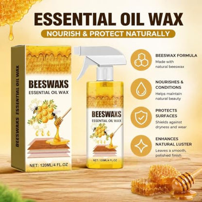 Beeswax Wood Polish Spray, Beeswax Essential Oil Wax for Furniture & Floor Cleaning, Restores Shine, Protects and Conditions Wood Surfaces