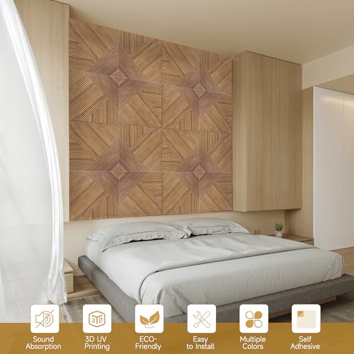 Acoustic Wall Panels,6 Pack,23.6"x23.6",Soundproof Panels,Beech - color: Beech