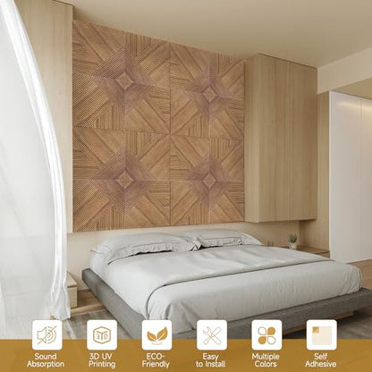 Acoustic Wall Panels,6 Pack,23.6"x23.6",Soundproof Panels,Beech - color: Beech
