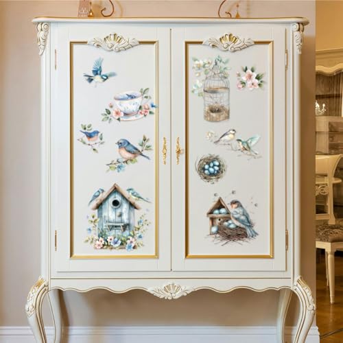 Peacoblue Bird's Nest Rub On Transfers for Furniture Craft 6"x12" - style: Bird's Nest