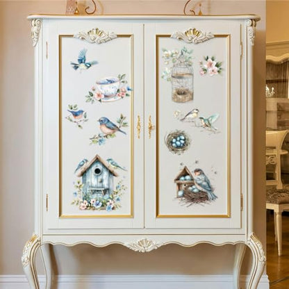 Peacoblue Bird's Nest Rub On Transfers for Furniture Craft 6"x12" - style: Bird's Nest