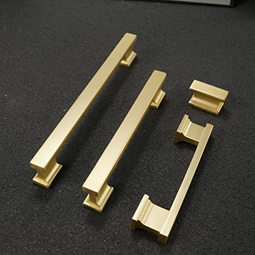 COTYKILEY 10 Pack 6-1/4Inch(160mm) Brushed Brass Cabinet Handles Gold Kitchen Cabinet Pulls Cabinet Door Handles Kitchen Cabinet Hardware Cupboard Drawer Pulls Dresser Handles - color: Brushed Brass, size: 6-1/4" Hole Center（160MM）