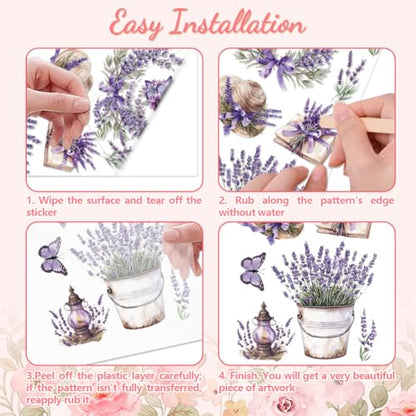 Peacoblue Purple Lavender Rub On Transfers for Furniture Craft 6"x12" - style: Purple Lavender Flowers