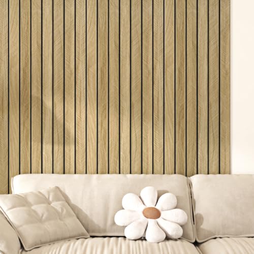 Self Adhesive Brown Wood Panel 3mm Thick Wood Slat Acoustic Panel - color: Brown, size: 15.7" x 78"