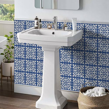 Alwayspon 12 Sheet 6x6inch 3D Thicken Foaming Board Vinyl Backsplash Marble Tiles, Self-Adhesive Peel and Stick Wall Tile Stickers Stick on Subway Tiles for Kitchen Bathroom Wall, Blue Floral - color: Blue Floral