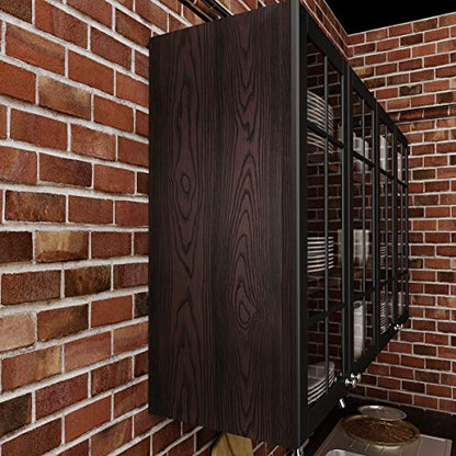 Livelynine 36 X197 Inch Black Brown Peel and Stick Countertops Wood Contact Paper Waterproof Kitchen Vinyl Wrap for Table Desk Cabinet Renter Friendly Countertop Cover Self Adhesive Counter Top Covers - color: Brown Wood, size: 36" x 197"