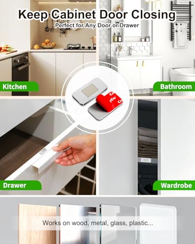 Magnetic Cabinet Door Catch, 0.12" Ultra Thin Neodymium Cabinet Magnets for Closure, No Drill Adhesive Magnetic Door Latch for Kitchen, Drawer, Closet and RV, 2 Sets - size: 2 Sets