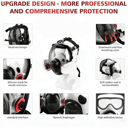 Reusable Full Face Respirator Mask for Chemicals,Spray Painting,Sanding,Epoxy Resin,Industrial,Paint,Grinding work.