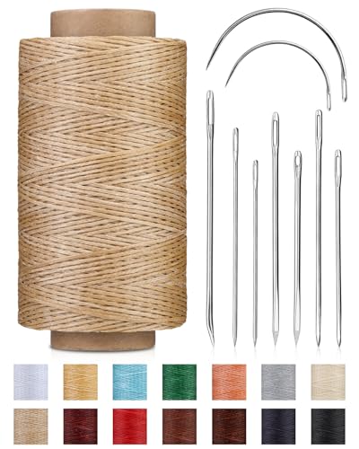 218 Yards Upholstery Thread Heavy Duty Waxed Leather Thread Sewing Kit - color: Khaki