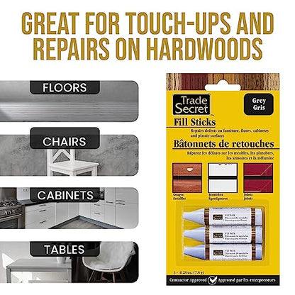 Wood Filler Putty Scratch Repair Fill Stick, Grey, for Floors, 3-Pack - color: Gray
