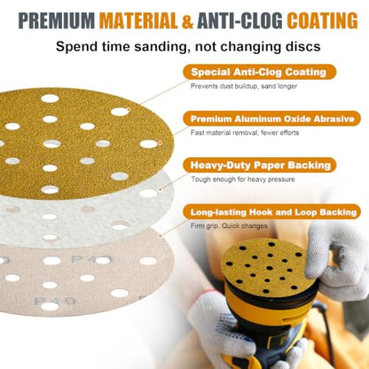 80Pcs 6 Inch Sanding Discs 600 Grit, Hook and Loop Orbital Sandpaper - style: 600Grit-80Pcs