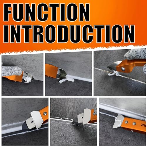4 in 1 Silicone Caulking Tool Kit, Stainless Steel Caulk Remover Tool - color: Orange