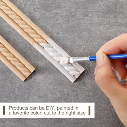 Nuanchu 12 Pcs Unfinished 3D Wood Trim Decor, Rectangular and Twisted, 20mm - size: 20mm, style: Rectangular and Twisted