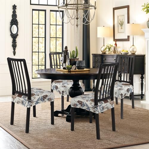 SearchI Dining Chair Seat Covers Set of 4, Rear Covered, Big Flower - color: Big Flower