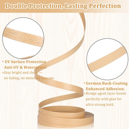 Natural Maple Edge Banding, 15/16" x 100ft PVC Edge Banding Tape, 1mm Thick Wood Grain Veneer Edging for Cabinet Refacing, Office Desk, Plywood Edging & Furniture Projects - color: Natural Maple, size: 15/16 inch X 100 ft
