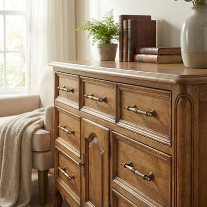 12 Pcs Antique Brass Cabinet Pulls Handles Drawer Handles Closet 110 mm Hole Center Vintage Cabinet Pulls for Hardware Hole Center Dresser Bathroom Kitchen