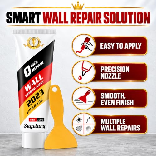 Drywall Repair Kit, 2 Pack Wall Mending Agent, Wall Spackle Paste with Scraper, White Plaster Effortlessly Fixes Small Holes and Cracks