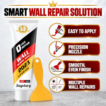 Drywall Repair Kit, 2 Pack Wall Mending Agent, Wall Spackle Paste with Scraper, White Plaster Effortlessly Fixes Small Holes and Cracks