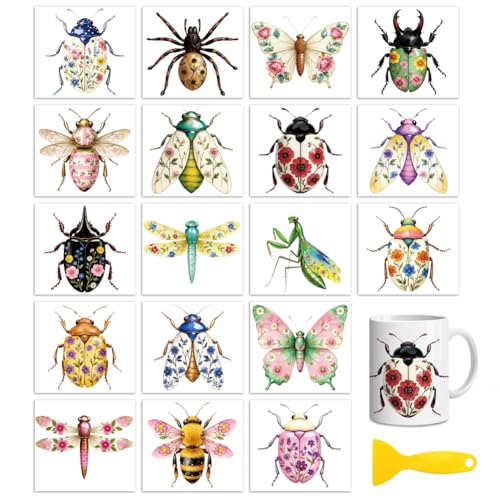 Peacoblue Pattern Beetles Rub On Transfers for Craft, Transfer Sticker - style: Patterned Beetles and Insects