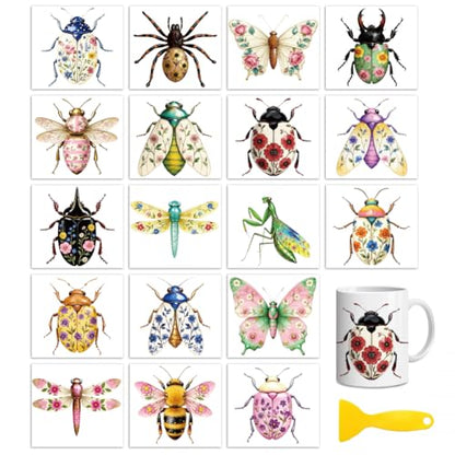 Peacoblue Pattern Beetles Rub On Transfers for Craft, Transfer Sticker - style: Patterned Beetles and Insects
