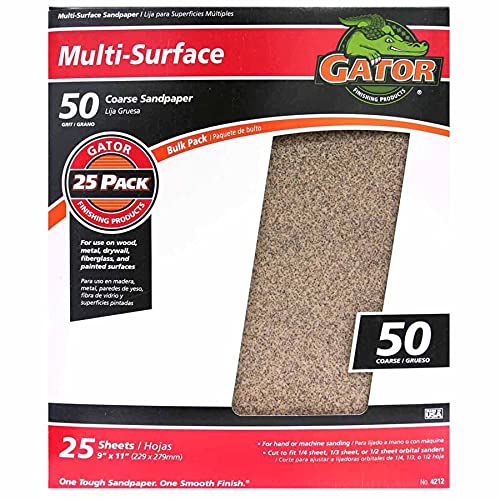 Gator 9" x 11" Multi-Surface Sanding Sheets, 50 Grit, 25 Pack - size: 50 Grit