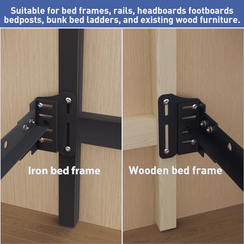2 PCS Bed Frame Adapter for Headboard,Queen Bed Modification Plate Bed Frame Brackets Adapter/Connector,Heavy Duty Headboard Adapter Kit to Connect Headboard Footboard (Black) - size: 2 PCS Bed Frame Adapter for Headboard