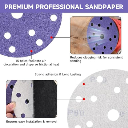 50Pcs 6 Inch Sanding Discs 150 Grit, Hook and Loop Orbital Sandpaper - style: 150Grit-50Pcs