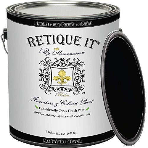 Retique It Chalk Furniture Paint, 128 Fl Oz (Pack of 1), 08 Midnight Black - color: 08 Midnight Black, size: 128 Fl Oz (Pack of 1)