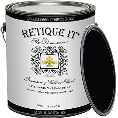 Retique It Chalk Furniture Paint, 128 Fl Oz (Pack of 1), 08 Midnight Black - color: 08 Midnight Black, size: 128 Fl Oz (Pack of 1)