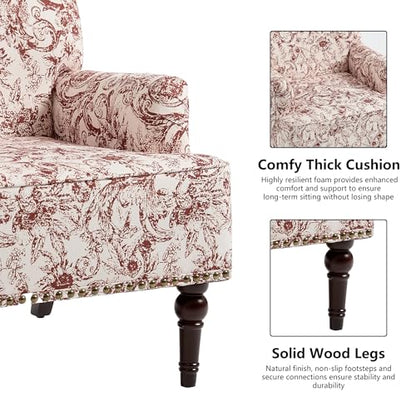 Mid-Century Modern Accent Chair, Rococo Orange, Set of 2 - color: Fabric Rococo Orange