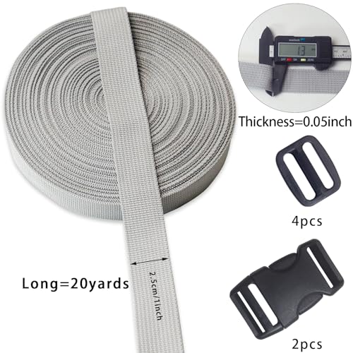 Gray 1 inch Webbing Strap Kit for DIY Crafts-Backpacks-20yds - color: Gray