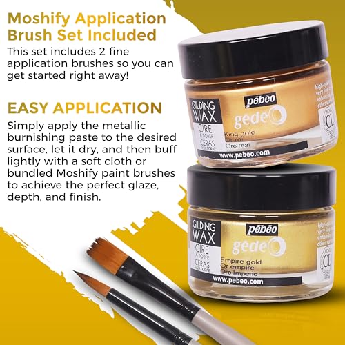 Pebeo Gilding Wax 30ml, Silver Metallic Wax Bundle w/Moshify Brushes - color: Silver