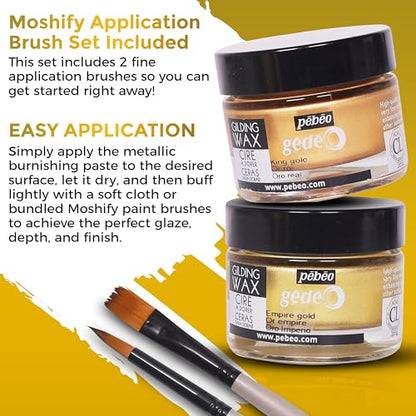 Pebeo Gilding Wax 30ml, Silver Metallic Wax Bundle w/Moshify Brushes - color: Silver