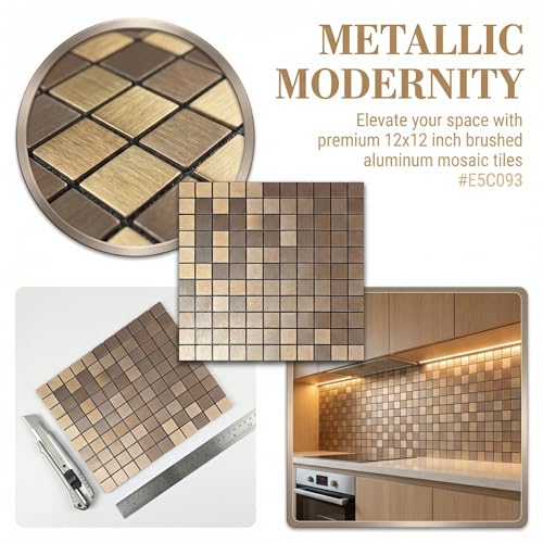 10pcs Waterproof Mosaic Wall Stickers, Coppery - color: Coppery