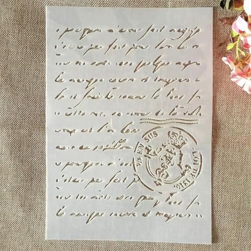 TIAMECH A4 Reusable Vintage Script Stamp Stencil for Painting - style: Script Stamp
