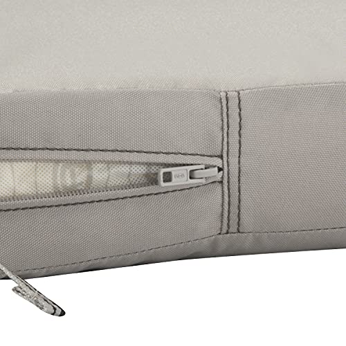 Classic Accessories Ravenna Water-Resistant 21 x 19 x 3 Inch Patio Seat Cushion, Mushroom - color: Mushroom, size: 21"W x 19"D x 3"Thick