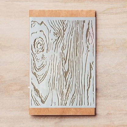 TIAMECH A4 Reusable Wooden Texture Stencil for Painting - style: Wooden Texture