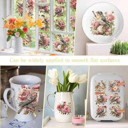 16 Pcs Vintage Floral Rub-On Transfers for Furniture & Crafts, 6 x 6 Inch - style: Vintage Rose Birds