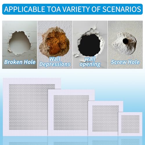 Drywall Repair Kit 20 Pack Aluminum Wall Repair Patch Kit, 2/4/6/8 inch Fiber Mesh Over Galvanized Plate, Dry Wall Hole Repair Patch Metal Patch with Extended Self-Adhesive Mesh (20 Pcs) - color: 12 Pcs