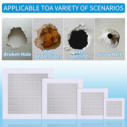 Drywall Repair Kit 20 Pack Aluminum Wall Repair Patch Kit, 2/4/6/8 inch Fiber Mesh Over Galvanized Plate, Dry Wall Hole Repair Patch Metal Patch with Extended Self-Adhesive Mesh (20 Pcs) - color: 12 Pcs