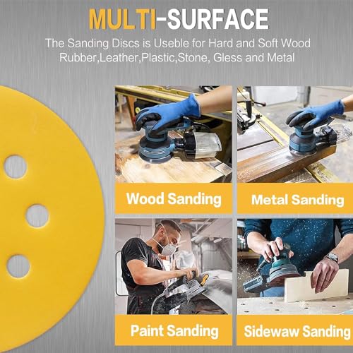 100PCS 5 Inch Sanding Discs 60 Grit Random Orbit Sander Sandpaper - style: Advanced Aluminum Oxide