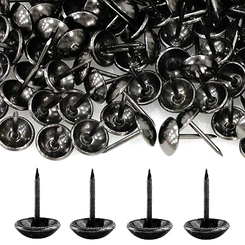 500Pcs Upholstery Tacks, BetterJonny Decorative Furniture Nails Pins 17X11MM Black Metal Thumb Tacks for Upholstered Furniture Cork Board, Home Decor - color: Black