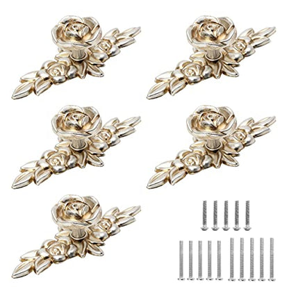 Uenhoy 5 Pcs Rose Cabinet Knobs with Backplate, Antique Silver, 4" - color: Antique Silver, size: Knobs with Backplate