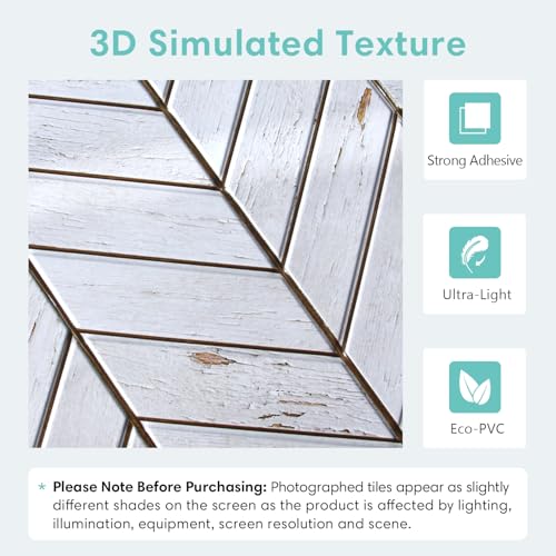 Commomy 3D Faux Wood Peel and Stick Wall Tiles 10 Pcs 11.8" x 11.8" - color: Wood-U