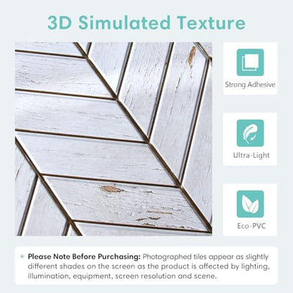 Commomy 3D Faux Wood Peel and Stick Wall Tiles 10 Pcs 11.8" x 11.8" - color: Wood-U